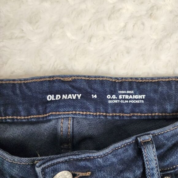 Old Navy High Rise O.G. Straight Denim Blue Jeans Size 14 - Picture 3 of 9